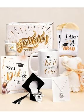 Graduation Gift Set with Silver Necklace and Tassel Keychain